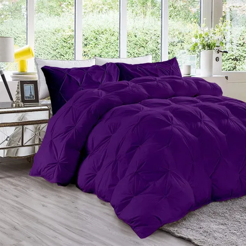 Vista 19 de Juego de edredón plisado de 3 piezas de 21.16 oz/m² para todas las estaciones (edredón + 2 fundas de almohada), relleno de edredón de algodón