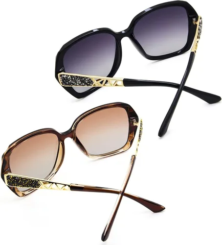 Vista 3 de LECKIRUT - Lentes de sol de gran tamaño para mujer lentes de sol clásicos y a la moda con protección UV polarizada