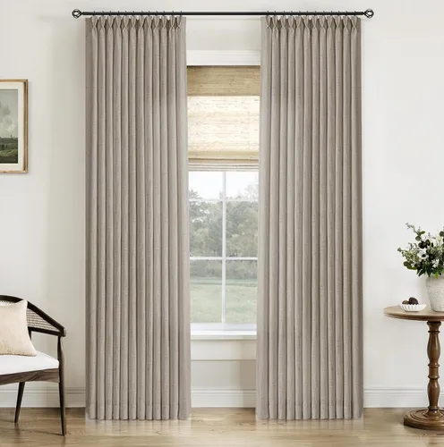 Vista 8 de INOVADAY Cortinas Plisadas de Pellizco con Memoria Entrenada de 90 Pulgadas de Largo, Cortinas de Lino para Sala de Estar, Juego de 2 Paneles