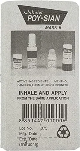 Vista 5 de POY-SIAN Mark II - Inhalador nasal de aromaterapia mentol, remedio natural a base de hierbas con aceites esenciales refrescantes Poysian