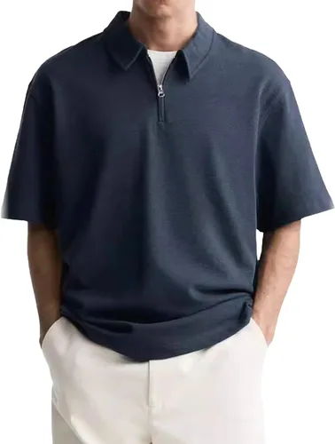 Vista 10 de Camisas polo con cremallera para hombre, camiseta de cuello de moda de verano, talla grande, camisa de golf clásica lisa para exteriores, tops