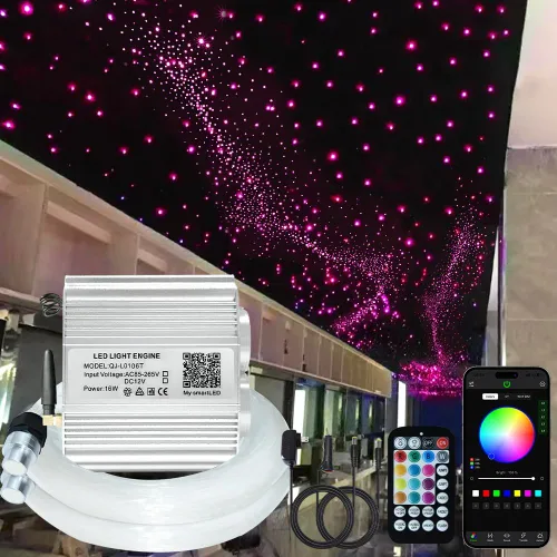 Vista 11 de Firework Kit de luces de fibra óptica parpadeantes de doble cabezal de 16 W, Bluetooth RGBW LED Starlight Headliner Kit para techo de coche, hogar