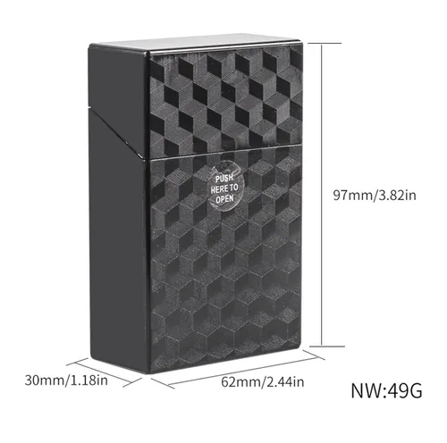 Vista 2 de Caja de cigarrillos tamaño King 3.346 in 3 unidades Push to Open 20 Capacity(negro+plata+azul)