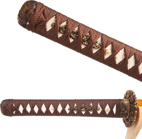 Vista 5 de Espada samurái real forjada a mano con acero T10 templado con arcilla, espada Katana de espiga completa afilada, 41 pulgadas Full Tang Katana