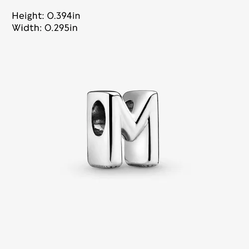 Vista 6 de PANDORA Dije de letras del alfabeto Compatible con pulseras Pandora Moments Joyería para mujer Regalo para mujeres en tu vida Hecho con plata