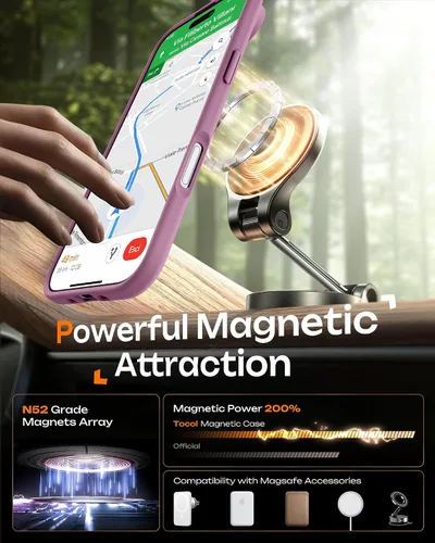 Vista 88 de TOCOL Funda para iPhone 11, compatible con Magsafe, protección completa de cámara, imanes integrados, protección contra caídas, funda translúcida