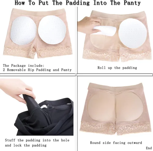 Vista 6 de KIWI RATA - Bragas de encaje acolchadas para mujer sin costura levanta glúteos