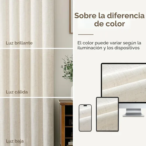 Vista 8 de CAPALOCA Cortinas extra de 60 pulgadas de ancho 100% opacas de 96 pulgadas Desnudo Natural