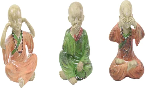 Vista 7 de We pay your sales tax 3 figuras de monjes de Buda Feng Shui, estatuas para decoración del hogar, regalo de cumpleaños, regalo de inauguración