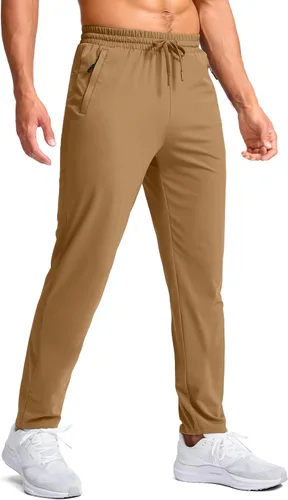 Vista 13 de Pudolla Pantalones deportivos altos para hombre con entrepierna de 32/34/36/38 pulgadas con bolsillos con cremallera, pantalones deportivos ligeros