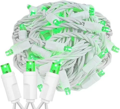 Vista 10 de Novelty Lights Guirnalda de luces de Navidad de 25 pies, 50 bombillas LED rosas en cable blanco, espacio de 6 pulgadas, iluminación conectable