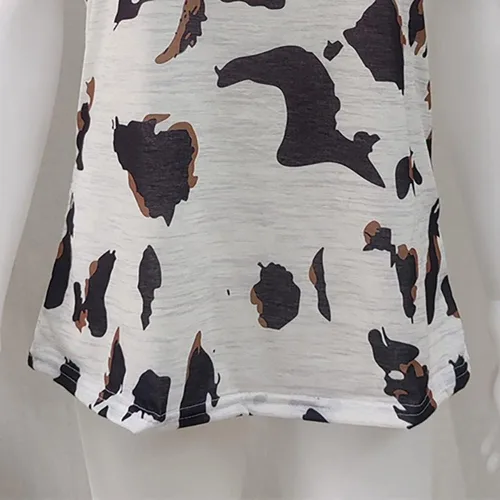 Vista 4 de Mayntop Camiseta sin mangas para mujer de verano sin mangasmanga corta patrón de lunares de leopardo más tamaño cuello suelto camiseta blusa