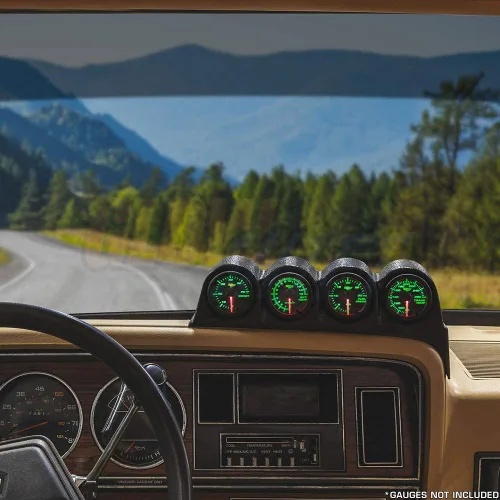 Vista 2 de GlowShift Medidor de tablero cuádruple negro compatible con Dodge Ram First Generation Cummins 1986-1993 – Plástico ABS – Soportes (4) medidores