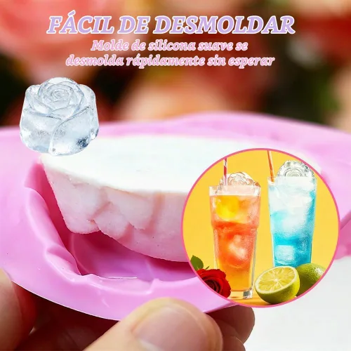 Vista 6 de 3PCS moldes de flores de silicona, molde de silicona de velas de chocolate rosa