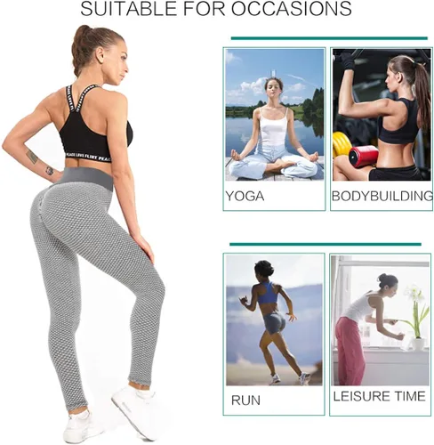 Vista 3 de AIMILIA - Leggings para mujer, levanta glúteos, anti celulitis, cintura alta, pantalones de yoga, entrenamiento, control de abdomen, mallas