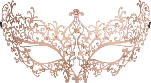 Vista 14 de Coddsmz Máscara de metal cortada con láser para mujer, máscara veneciana de Mardi Gras, máscara de Halloween 1-oro rosa