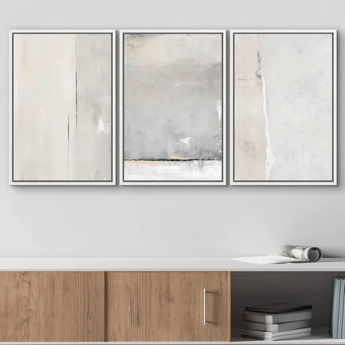 Vista 16 de wall26 Lienzo enmarcado para pared, juego de arte de acuarela pastel, paisaje rural, ilustraciones con formas abstractas, arte moderno, decorativo