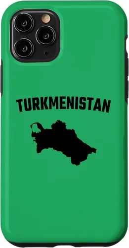 Vista 10 de iPhone 15 Isolated black silhouette of a map of Turkmenistan Case