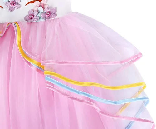 Vista 7 de Girls Unicorn Dress up Costumes Princess Tulle Flower Dress Cosplay Party Halloween Fancy Outfits with Accessories 5-12 Years