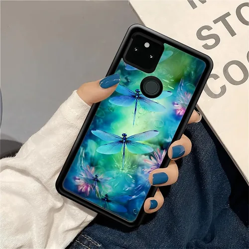Vista 1172 de Compatible con Google Pixel 4A 5G Mobile Case Creative Acrylic Panel trasero Silicona Protección Grip especialmente diseñado para Google Pixel 4A 5G