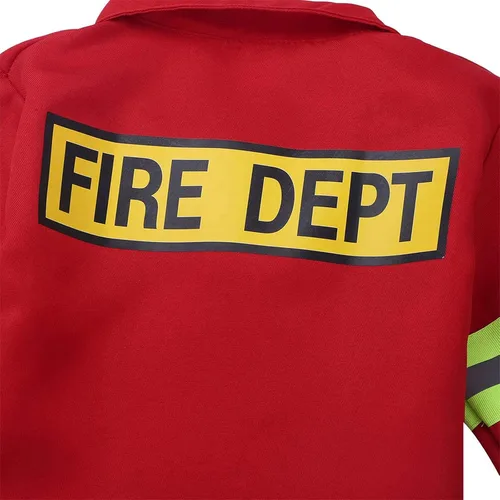 Vista 5 de ZUYPSK Disfraz de bombero para niños, disfraz de Halloween, juego de rol, uniforme escolar