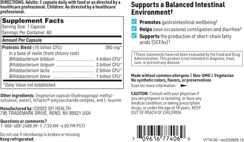 Vista 5 de Klaire Labs Ther-Biotic Factor 4 – 10b CFU Bifidobacterium Bifidum Probiótico con Breve, Lactis y Longum – Inmune + Apoyo a la salud intestinal