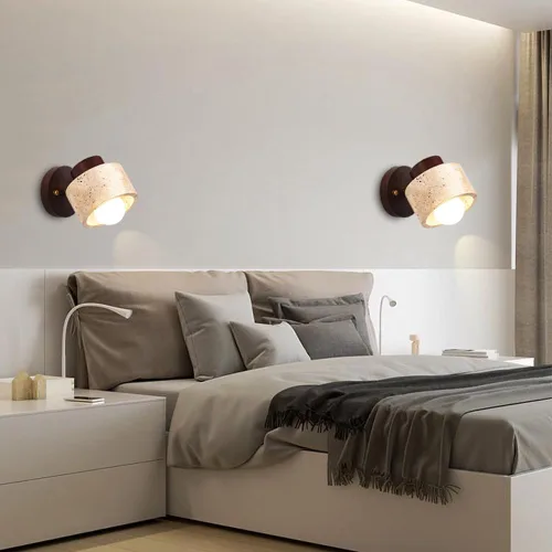 Vista 7 de Aplique de pared ajustable de piedra natural - Lámpara de baño de mármol con cableado directo, lámpara rústica de estilo campestre, iluminación