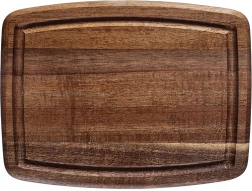 Vista 7 de TB Home Tabla de cortar de madera de acacia con ranura para jugo, tabla de cortar de madera para cocina, 14 x 7 x 5/8 pulgadas