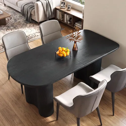 Vista 9 de Guyii Juego de mesa de comedor de 62.99 pulgadas con 4 sillas, juego de mesa de cocina moderno, mesa de comedor interior para cocina, bar, sala
