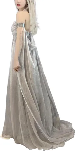 Vista 2 de Nodkim Disfraz de Reina Dragón Vestido de Gasa para Halloween Cosplay para Mujer