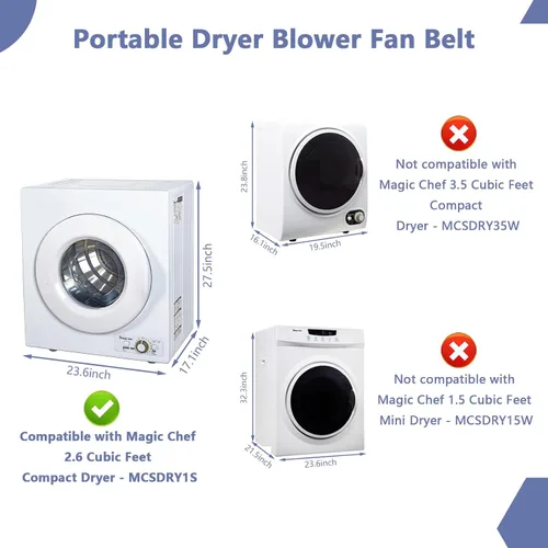Vista 5 de R&DOG - Cinturón de ventilador portátil para secadora Magic Chef de 2.6 pies cúbicos, MCSDRY1S