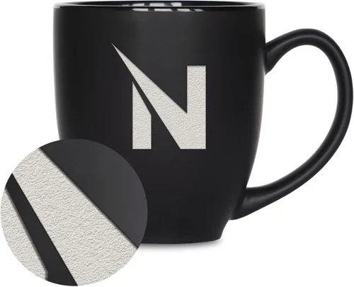 Vista 51 de Rico Industries - Taza de cerámica mate negra con grabado láser estándar de 15oz para NCAA (escuelas T & U) - Para bebidas calientes o frías