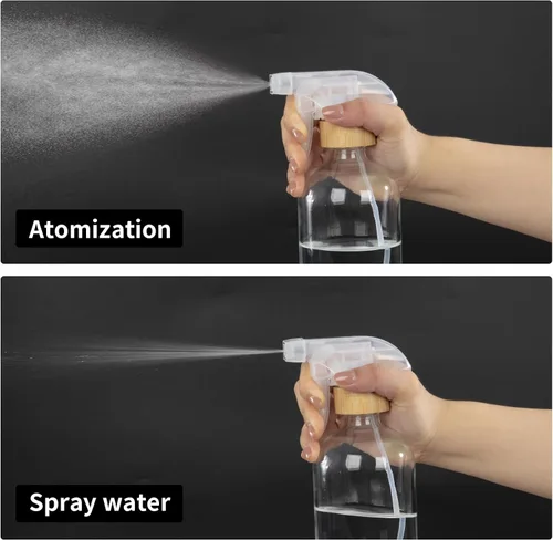 Vista 2 de HOMBYS Botellas vacías de vidrio de bambú con protección de funda de silicona, recipientes de vidrio transparente recargables de 17 onzas