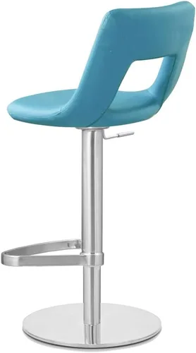Vista 9 de ZURI Furniture Teal Jazz Taburete de bar de altura ajustable con base plana redonda