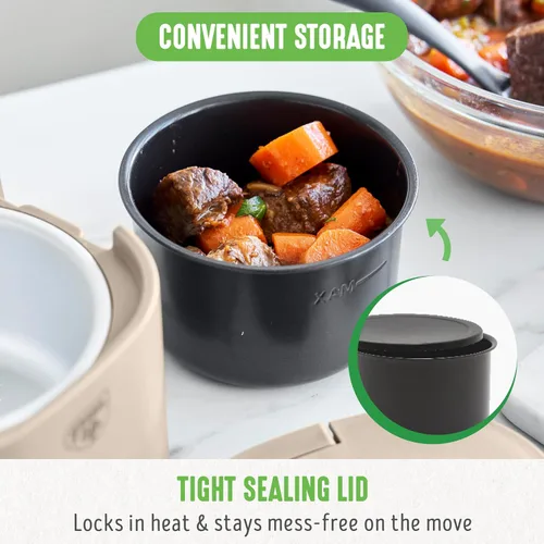 Vista 7 de GreenLife Lonchera eléctrica de 20 onzas, calentador de alimentos y sopa, interior antiadherente de cerámica sin PFAS ni PFOA, portátil para viajes