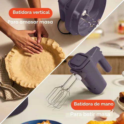 Vista 3 de bella - Batidora de mano y soporte de 3.5 cuartos de galón, batidora eléctrica 2 en 1 con tazón, color ciruela