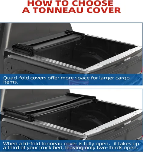 Vista 3 de Cubierta suave para caja de camioneta plegable cuádruple compatible con Ford F150 2009-2014 caja de 5.5 pies