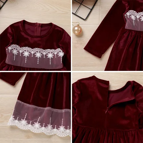 Vista 6 de IBTOM CASTLE Vestido tutú de terciopelo para niñas, vestido de princesa de manga larga para otoño, invierno, boda, concurso, comunión, formal