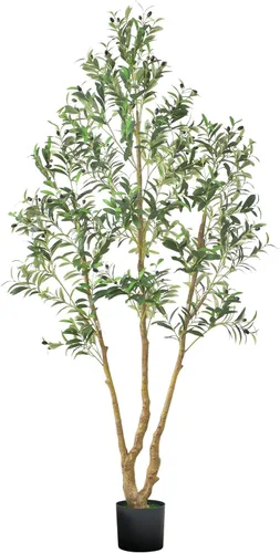 Vista 17 de VEVOR Árbol de ficus artificial de 5 pies con maceta negra, planta alta de ficus sintético con tronco de madera natural y hojas verdes realistas
