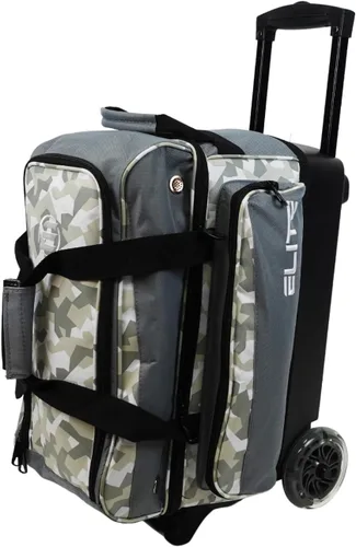 Vista 12 de ELITE Bolsa de bolos Deluxe de 2 bolas con ruedas lisas de 5 pulgadas, bolsillo grande para accesorios, compartimento para zapatos, mango extensible