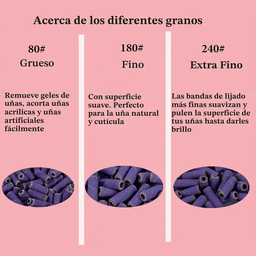 Vista 7 de 100 piezas de bandas pequeñas de lijado de uñas para taladro de uñas, bits mini de 3.1mm de mandril de lijado de uñas de grano 80 para uñas