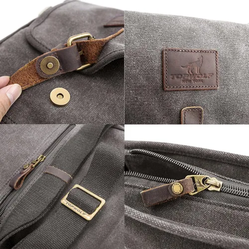 Vista 5 de Bolsa de mensajero de lona pequeña bolsa cruzada casual viaje herramientas de trabajo bolsa de hombro bolsa de mano teléfono teléfono antirrobo