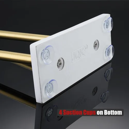 Vista 8 de JQK BTH120L30-WG - Toallero de baño de pie independiente, color dorado, de 30 pulgadas, estante doble para toallas para suelo de baño, dorado