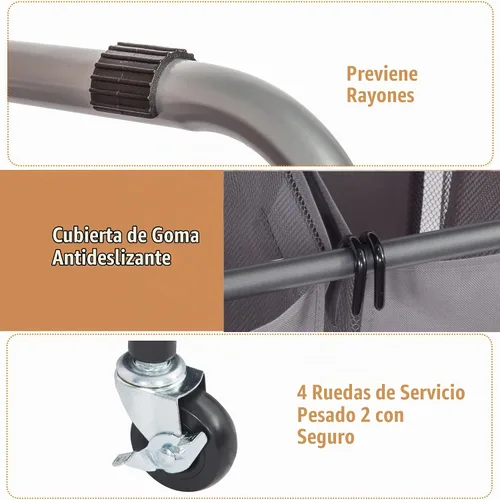 Vista 3 de STORAGE MANIAC - Clasificador de lavandería de 3 secciones con tabla de planchar plegable, carrito de lavandería resistente con ruedas y bolsas