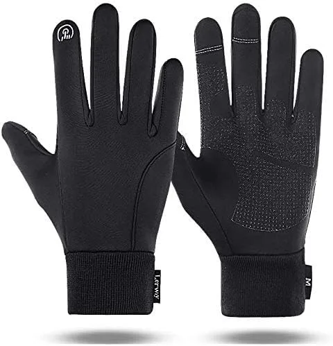 Vista 6 de LERWAY Guantes cálidos de invierno, guantes térmicos negros cálidos para hombres y mujeres, impermeables, para pantalla táctil, antideslizantes