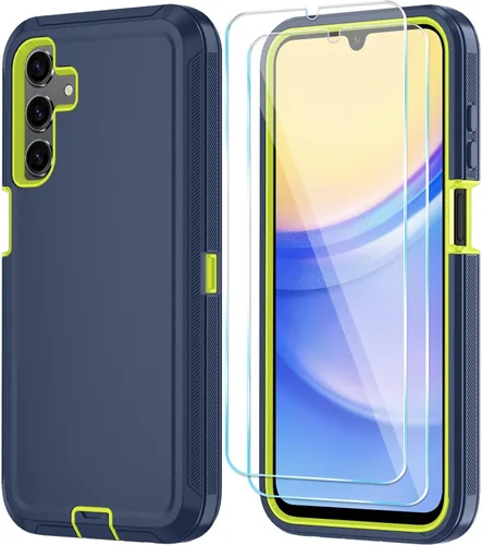 Vista 15 de Qinmay Funda para Samsung Galaxy A15 5G con protector de pantalla HD, resistente a los golpes y a las caídas, funda de 3 capas para Galaxy A15, Negro