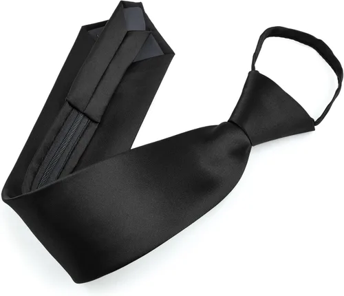 Vista 3 de Moda Di Raza Lazos de cremallera para hombres, corbatas de microfibra tejidas con cremallera, corbata de cuello con acabado de seda satinada