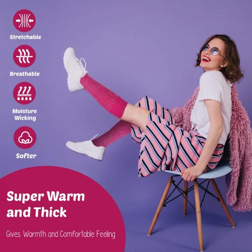 Vista 6 de MySocks Calentadores de piernas extra suaves y elegantes para invierno de los años 80, para fiesta, baile, neón, largos calentadores de piernas