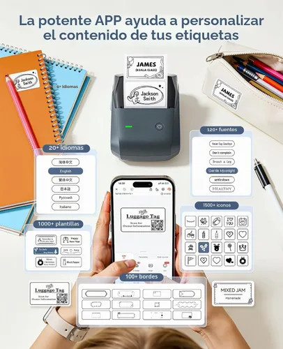 Vista 4 de NIIMBOT B1 Pro - Máquina de etiquetas con 1 rollo de etiqueta, impresora térmica Bluetooth HD de 300 DPI para oficina en casa, organización