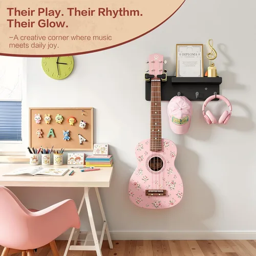 Vista 8 de Bikoney Soporte de pared para guitarra, colgador de guitarra con bloqueo Negro Gancho automático individual